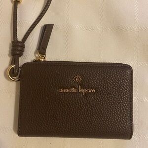 Nanette Lepore Dark Brown Wristlet with Gold Accents